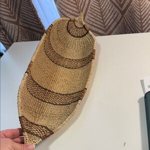 Vintage Ethiopian hand-woven Gambela canoe basket